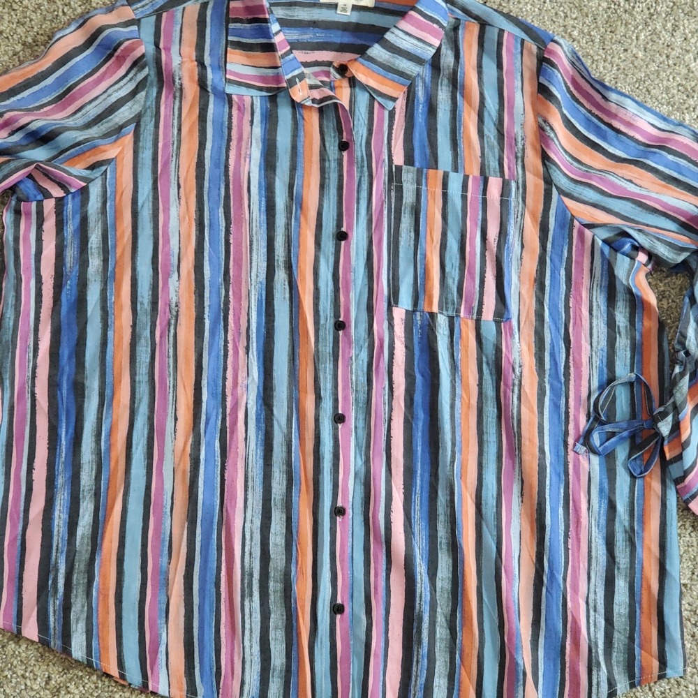 Vibrant Striped Women's Blouse Sz. 1X